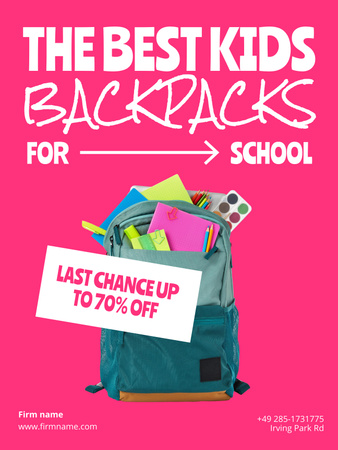 Backpacks for School Poster US – шаблон для дизайна