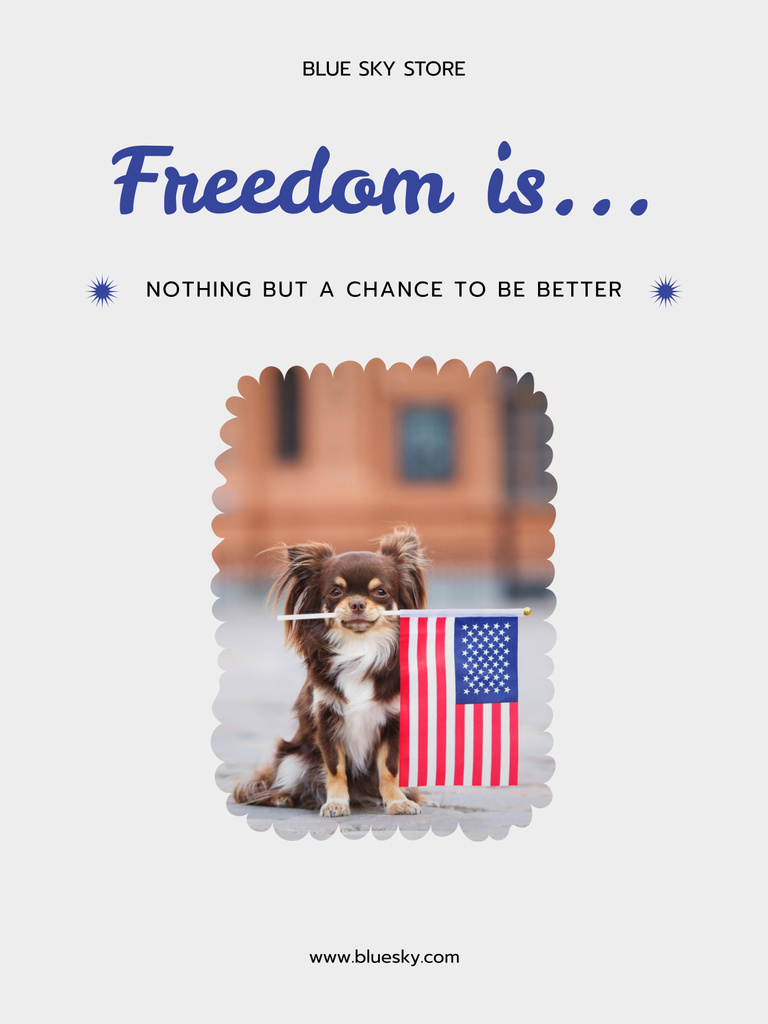 USA Independence Day Celebration with Brown Chihuahua Poster 36x48in Modelo de Design