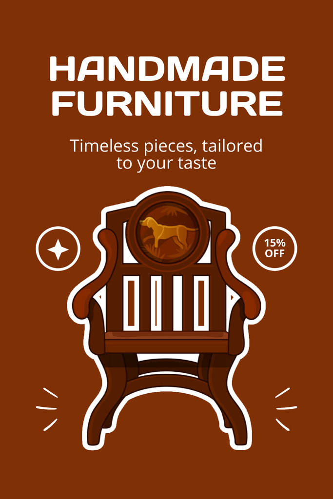 Ontwerpsjabloon van Pinterest van Discount on Handmade Antique Furniture Sale