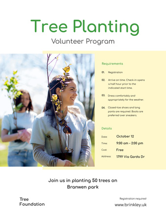 Dobrovolnický program s týmovými výsadbami stromů Poster US Šablona návrhu