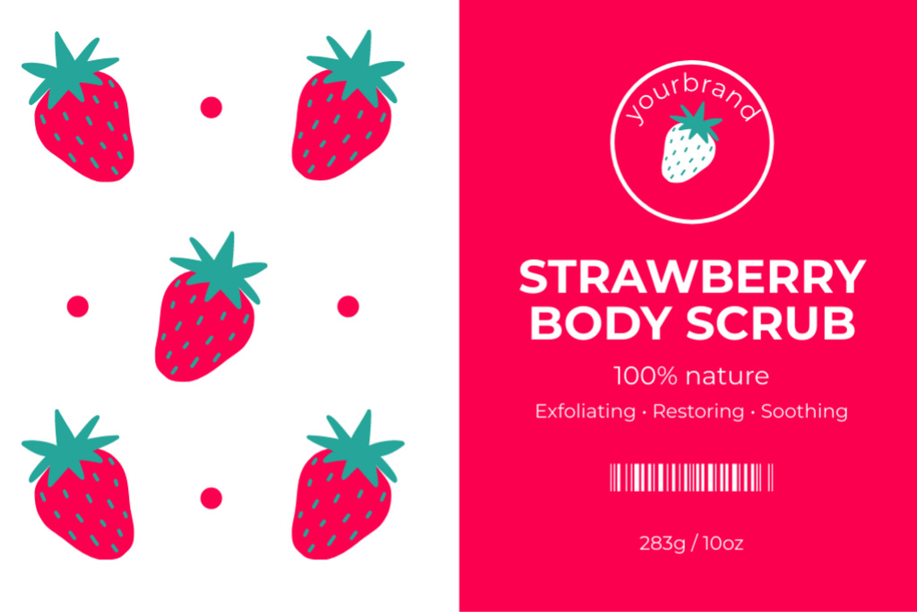 Ontwerpsjabloon van Label van Strawberry Body Scrub