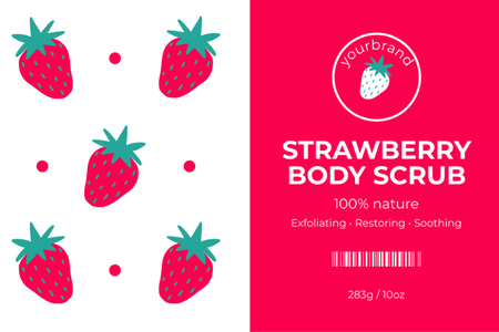 Strawberry Body Scrub Label Design Template