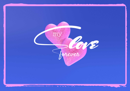 Cute Love Phrase With Pink Hearts Postcard A5 – шаблон для дизайна