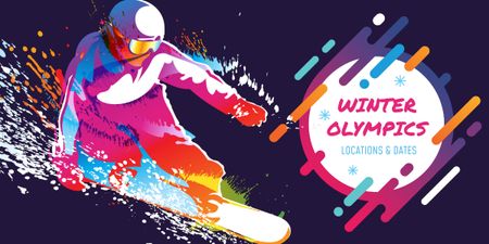 Winter Olympics with Bright Snowboarder Image Design Template