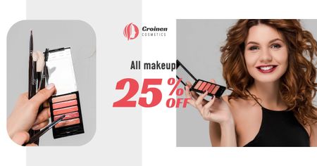 Venda de cosméticos com esteticista aplicar maquiagem Facebook AD Modelo de Design