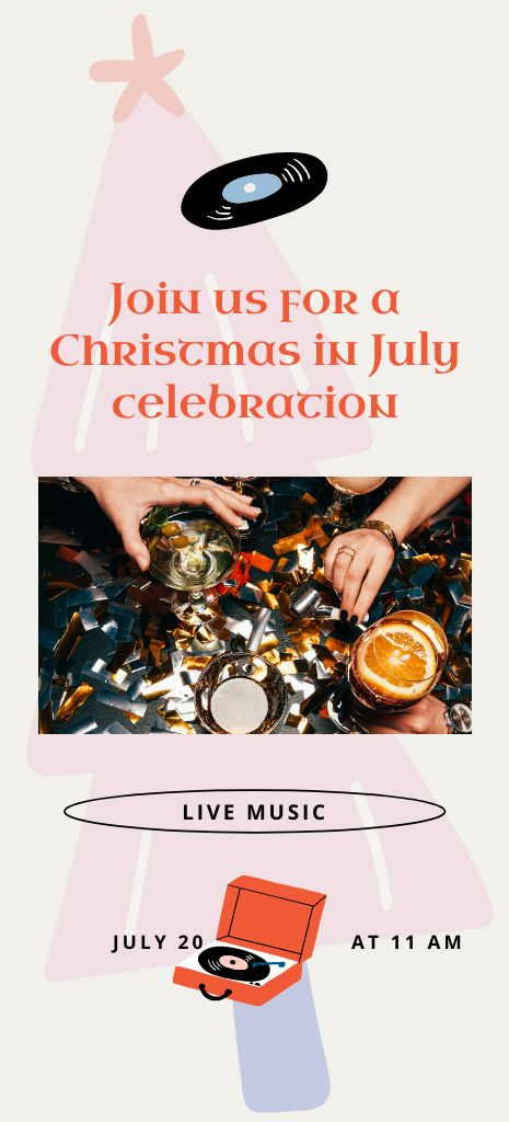 July Christmas Sale Announcement with People on Celebration Flyer 3.75x8.25in Design Template