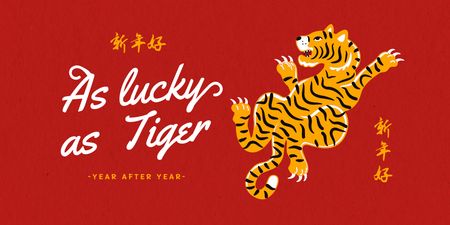 Chinese New Year Holiday Greeting Twitter Modelo de Design