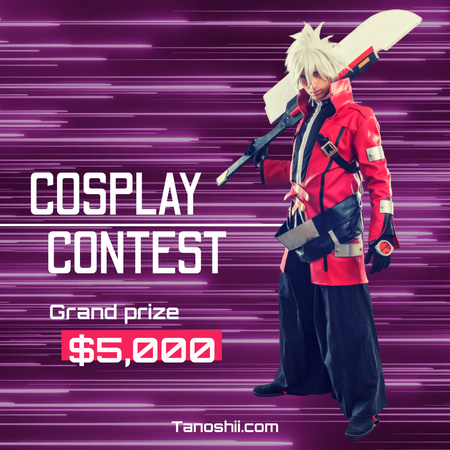 Gaming Cosplay Contest Announcement Animated Post Design Template