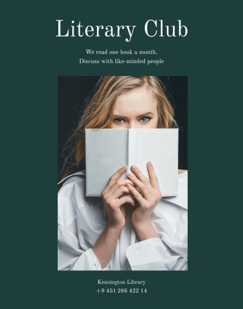 Engaging Literary Club With Books And Discussion Poster 22x28inデザインテンプレート