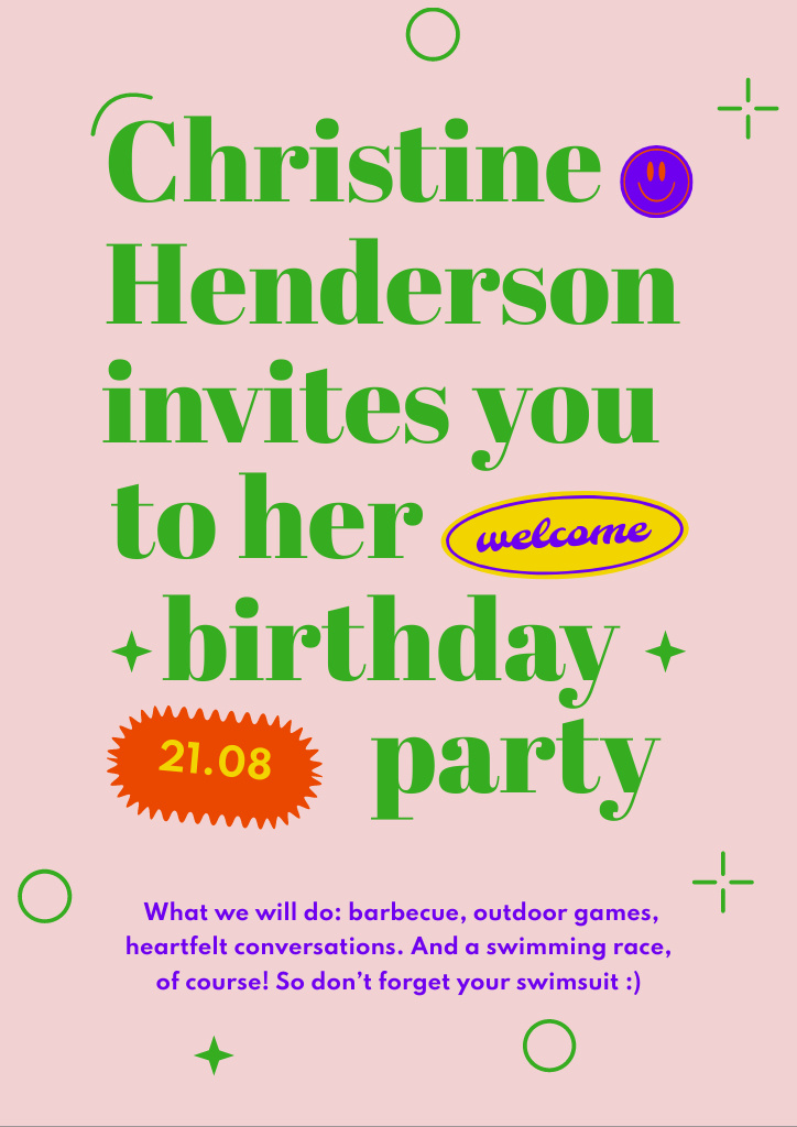 Bright Birthday Party Invitation Flyer A4 Design Template