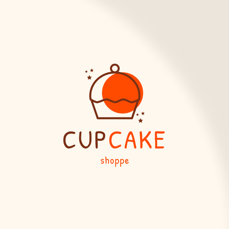 Scrumptious Bakery Ad with a Yummy Cupcake In Yellow Logo Design Template