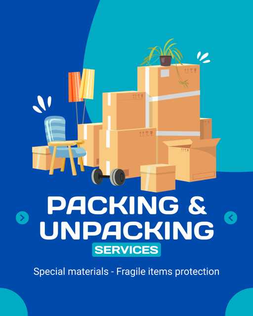 Designvorlage Ad of Packing and Unpacking Things Offer für Instagram Post Vertical