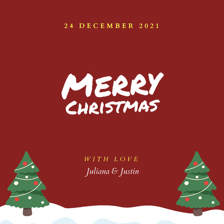 Christmas Greeting with Festive Trees Instagram Modelo de Design