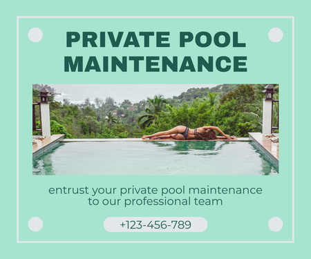 Private Pool Maintenance Service Offer Large Rectangle Design Template