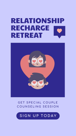 Modèle de visuel Offre de séance spéciale pour les couples pour une retraite et une recharge relationnelle - Instagram Video Story