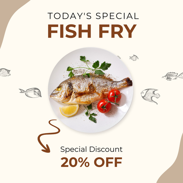 Ontwerpsjabloon van Instagram van Grilled Fish Special Discount Offer