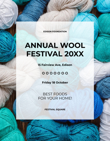 Knitting Festival Announcement with Wool Yarn Skeins Poster 22x28in Design Template