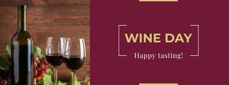 Wine Day Announcement with Wineglasses Facebook cover Design Template