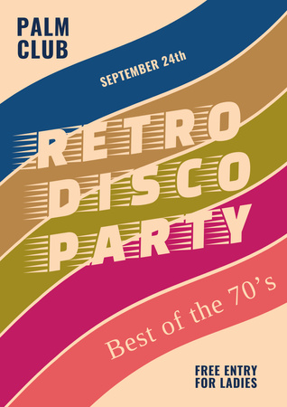 Retro Disco Party Announcement Poster A3デザインテンプレート