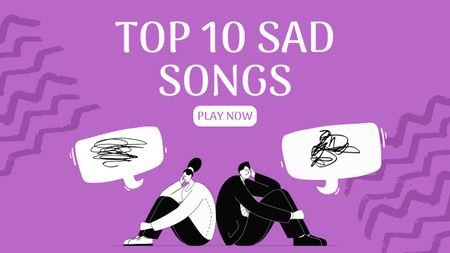 Designvorlage Anzeige der beliebtesten traurigen Lieder für Youtube Thumbnail