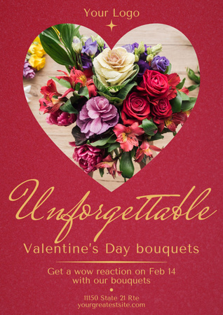 Valentine's Day Bouquets Ad Poster Design Template