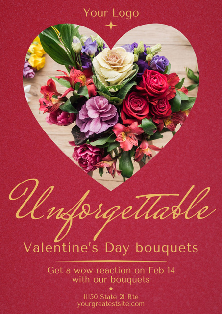 Valentine's Day Bouquets Ad Poster Πρότυπο σχεδίασης