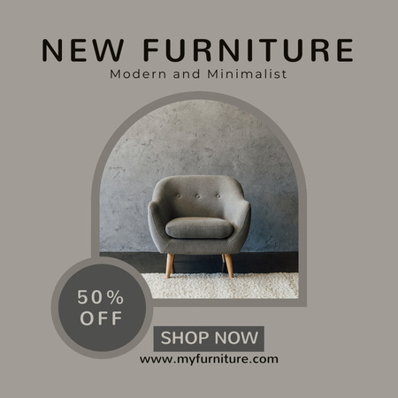 Modern New Furniture Ad with Stylish Armchair Instagram Design Template