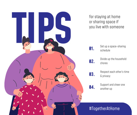#togetherathome tippek a családdal való otthon maradáshoz maszkban Facebook tervezősablon