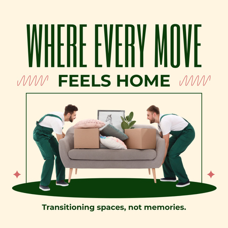 Moving Services with Two Delivers carrying Sofa Instagram AD Design Template