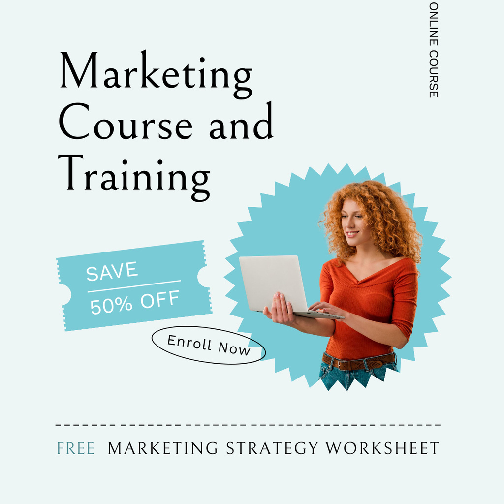 Designvorlage Marketing Course and Training für LinkedIn post