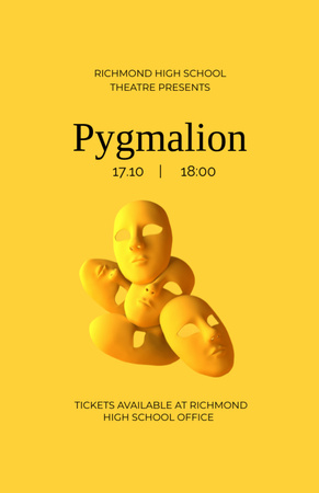 Platilla de diseño Theater Pygmalion Performance With Masks Invitation 5.5x8.5in