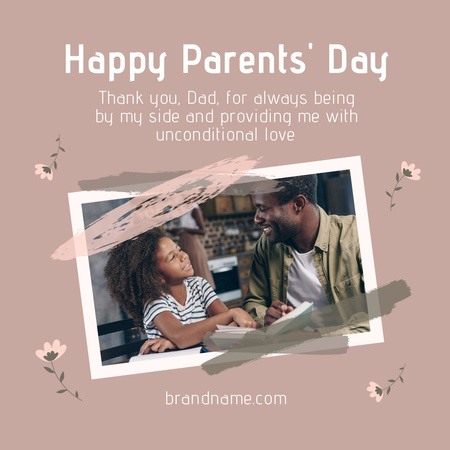 Happy Parents' Day Greeting with African American Family Instagram Design Template