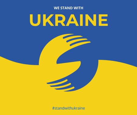 Ontwerpsjabloon van Facebook van Oproep om achter Oekraïne te staan met Oekraïense vlagkleuren