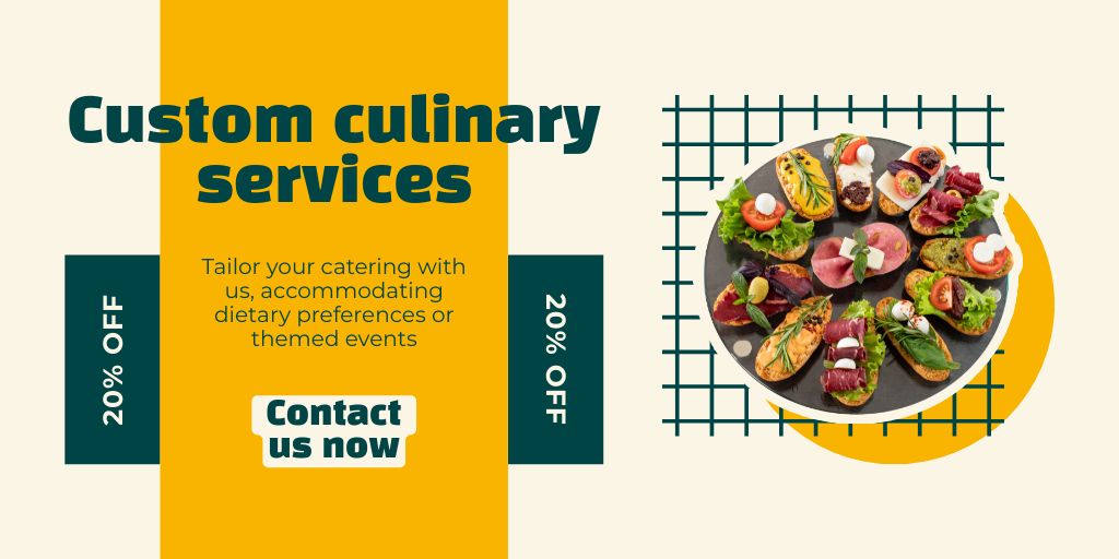 Discount on Corporate Catering for Creative Dishes Twitter Design Template