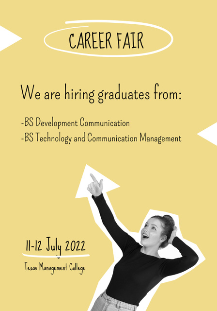 Szablon projektu Graduate Career Fair Event with Black and White Photo of Woman Poster 28x40in