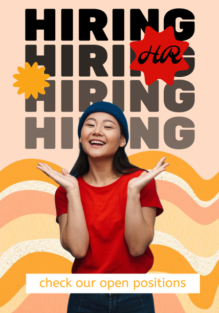 Vacancy Ad with Cute Young Woman Poster 28x40in Design Template