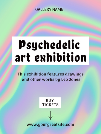 Psychedelic Art Exhibition Announcement Poster US tervezősablon