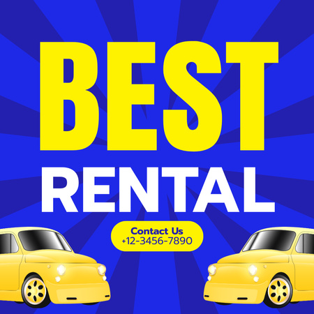 Car Rental Services Ad with Yellow Automobiles Instagram Design Template