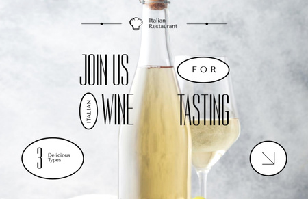 Designvorlage Ankündigung einer Weinprobe mit Flasche für Flyer 5.5x8.5in Horizontal