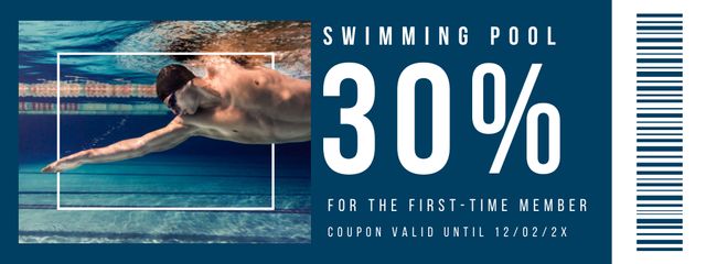 Offer of Swimming Pool Discount for New Members Coupon Design Template