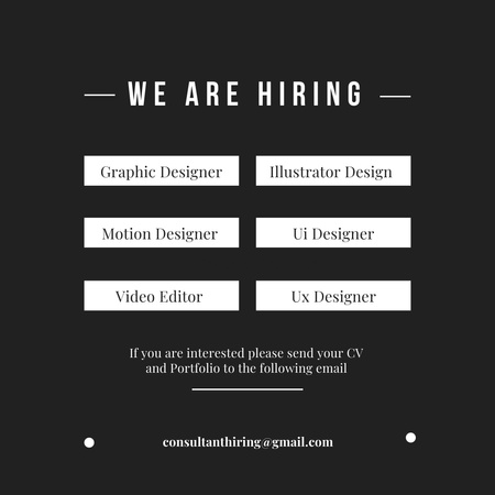 Designers and Editors Hiring Black and White Instagram Design Template