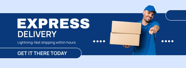 Template di design Express Delivery Promotion on Blue Facebook cover
