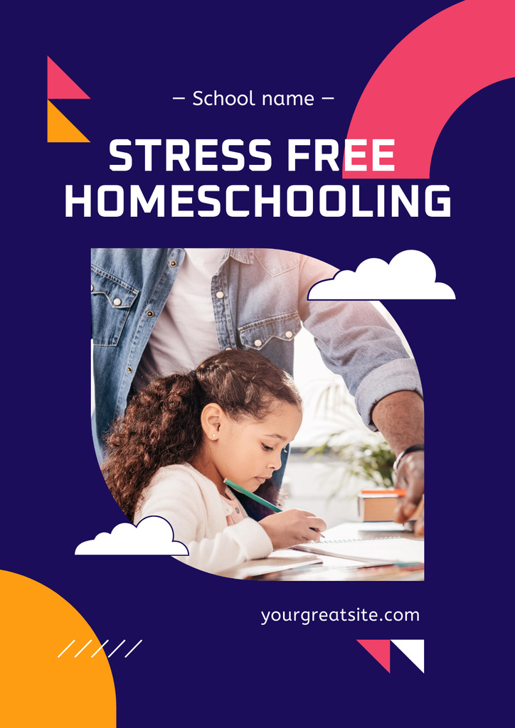 Ad of Stress Free Home Education Poster Tasarım Şablonu
