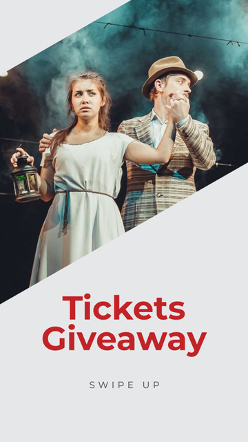 Theatre Performance Tickets Offer with Actors on Stage Instagram Story Tasarım Şablonu