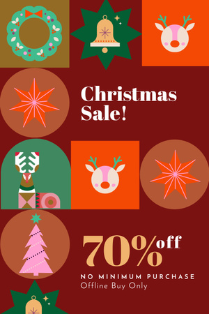 Szablon projektu Christmas Sale Announcement with Festive Decorations Pinterest