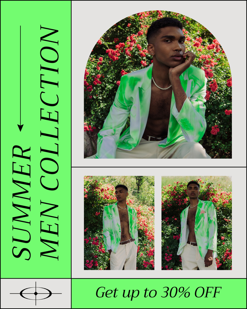 Plantilla de diseño de Summer Collection of Men's Clothes Instagram Post Vertical 