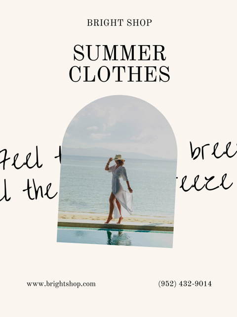 Summer Dresses and Beachwear Sale Ad on Beige Poster 36x48in Tasarım Şablonu