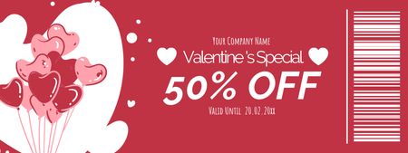 Heart Shaped Balloons And Valentine's Day Discount Voucher Coupon Design Template