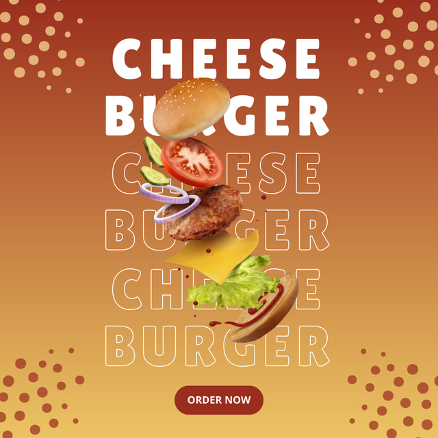 Cheese Burger With Slices Of Vegetables Instagram Design Template