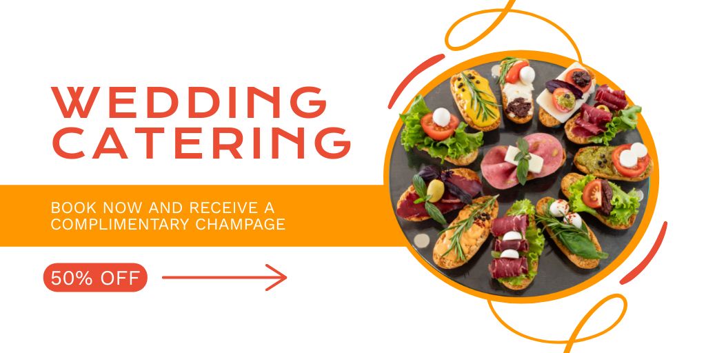 Wedding Catering with Delicious Snacks Twitter Design Template